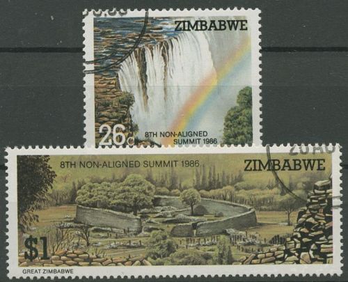 Simbabwe 1986 Victoriafälle Ruinen Great Zimbabwe 348/49 gestempelt