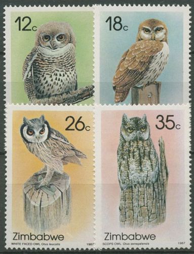 Simbabwe 1987 Vögel Eulen Weißohreule Kapsperlingskauz 360/63 postfrisch