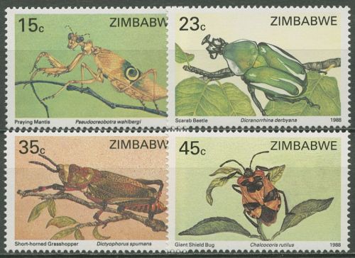 Simbabwe 1988 Insekten Gottesanbeterin Käfer Wanze 374/77 postfrisch