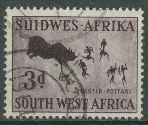 Südwestafrika 1960 Felszeichnung Nashornjagd 293 gestempelt