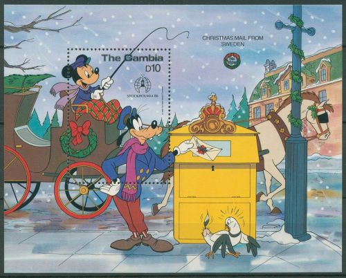 Gambia 1986 Weihnachten Walt Disney Micky Maus Block 29 postfrisch (C40729)
