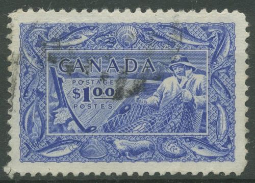 Kanada 1951 Fischer mit Netz Fische 265 gestempelt
