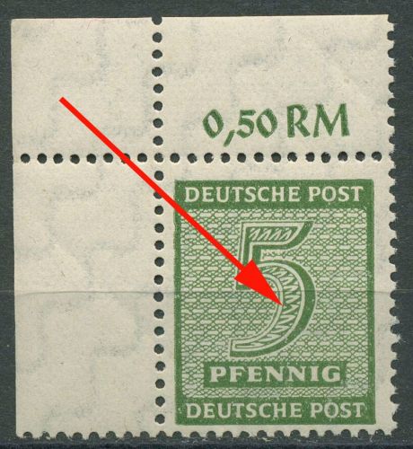SBZ West-Sachsen Freimarken Ziffern mit Plattenfehler 128 X w I Ecke postfrisch