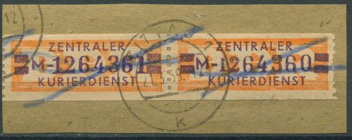 DDR 1958 Wertstreifen für den ZKD 23 M Paar gestempelt Briefstück