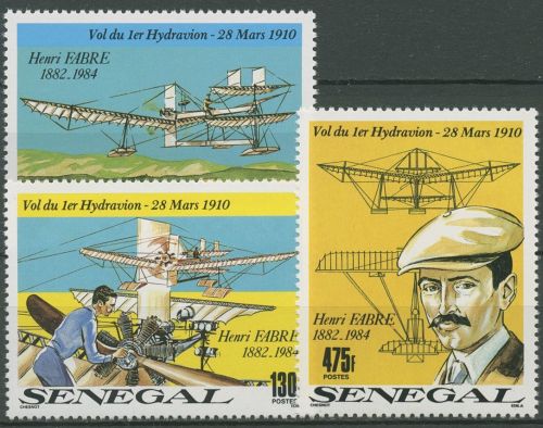 Senegal 1989 Henri Fabre Wasserflugzeug Canard 1061/63 postfrisch