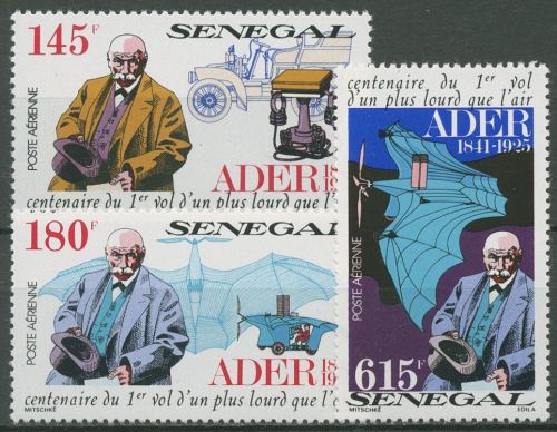 Senegal 1991 Flugpionier Clément Ader Fluggerät Eole 1135/37 postfrisch
