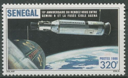 Senegal 1987 Raumfahrt Gemini 8 u. Agena-Zielrakete 913 postfrisch