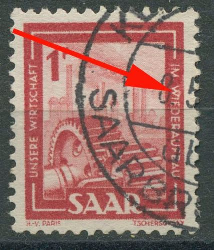 Saarland 1949 Schwerindustrie mit Plattenfehler 274 I gestempelt