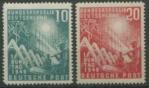 Bund 1949 Eröffnung Deutscher Bundestag 111/12 postfrisch kl. Fehler (R80986)
