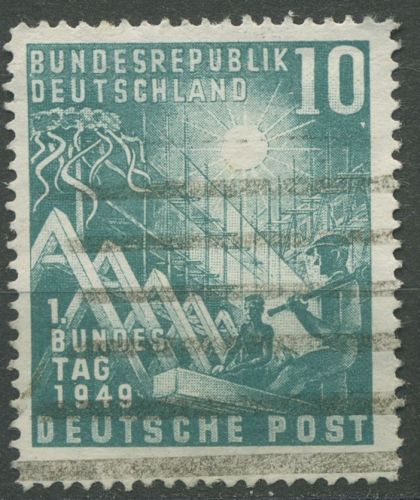 Bund 1949 Eröffnung Deutscher Bundestag 111 mit Wellenstempel (R80994)