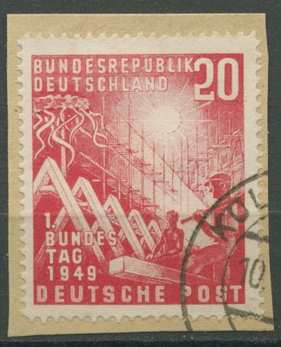 Bund 1949 Eröffnung Deutscher Bundestag 112 gestempelt, Briefstück (R80996)