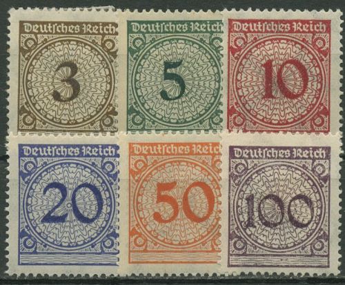 Deutsches Reich 1923 Freimarken: Korbdeckelmuster 338/43 mit Falz
