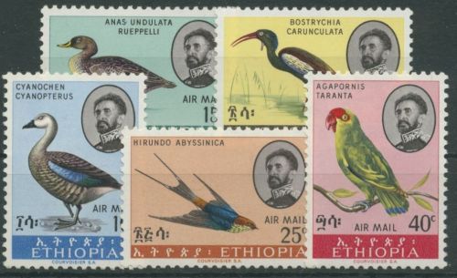 Äthiopien 1967 Vögel Blauflügelgans Schwalbe Ibis Papagei 564/68 postfrisch
