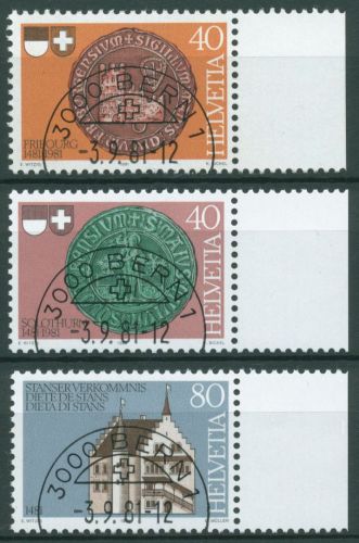 Schweiz 1981 Freiburg Solothurn Stanser Verkommnis Rathaus 1203/05 gestempelt