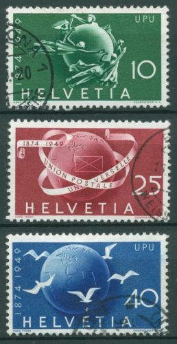 Schweiz 1949 Weltpostverein UPU Denkmal Weltkugel 522/24 gestempelt