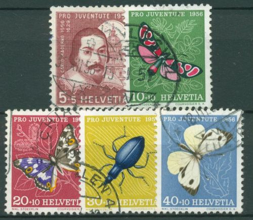 Schweiz 1956 Pro Juventute Architekt Carlo Maderno Insekten 632/36 gestempelt