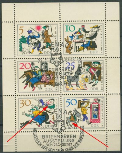 DDR 1966 Märchen mit 2 Plattenfehlern 1236/41 K (10 A XIII) gestempelt (C80575)