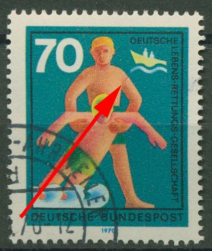 Bund 1970 Freiwillige Hilfsdienste mit Plattenfehler 634 II gestempelt
