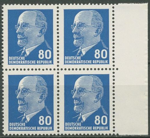 DDR 1967 Walter Ulbricht 1331 ax I 4er-Block Rand rechts postfrisch
