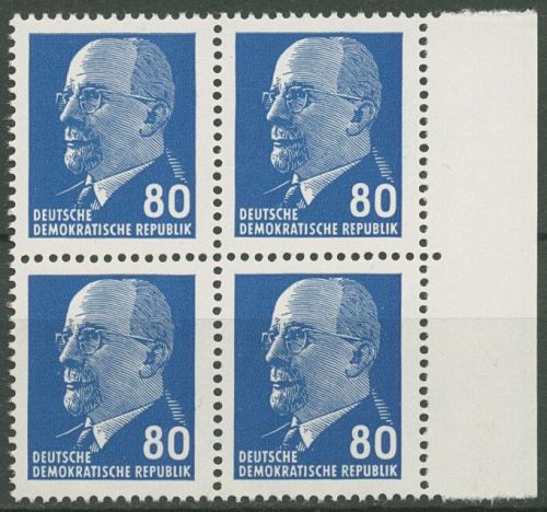 DDR 1967 Walter Ulbricht 1331 ax II 4er-Block Rand rechts postfrisch