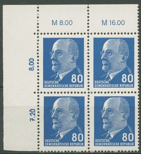 DDR 1967 Walter Ulbricht 1331 ax II OR 3 4er-Block Ecke 1 postfrisch