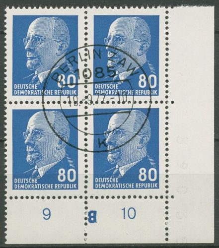 DDR 1967 Walter Ulbricht 1331 ax II UR 3 4er-Block Ecke 4, DKZ "B" gestempelt