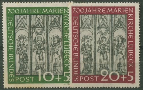 Bund 1951 Marienkirche Lübeck 139/40 mit Falz, Gummimängel, fleckig (R81063)