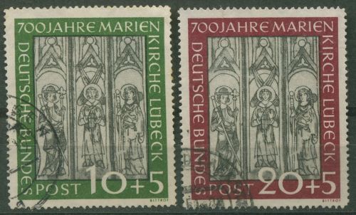 Bund 1951 700 Jahre Marienkirche Lübeck 139/40 gestempelt (R81067)