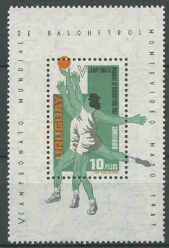 Uruguay 1967 Basketball-WM Block 9 postfrisch (C63238)