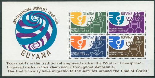 Guyana 1975 Jahr der Frau Felszeichnungen Block 4 postfrisch (C63256)