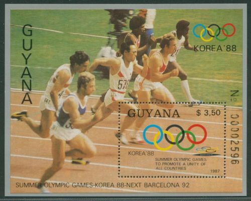 Guyana 1987 Olympiade Seoul Block 21 b postfrisch (C93807)