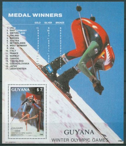 Guyana 1988 Olympia Calgary Medaillengewinner Block 25 postfrisch (C63257)