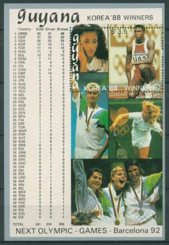 Guyana 1989 Olympia Seoul Medaillengewinner Block 41 postfrisch (C63260)