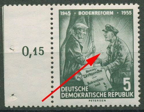 DDR 1955 Bodenreform mit Plattenfehler 481 PF ? postfrisch