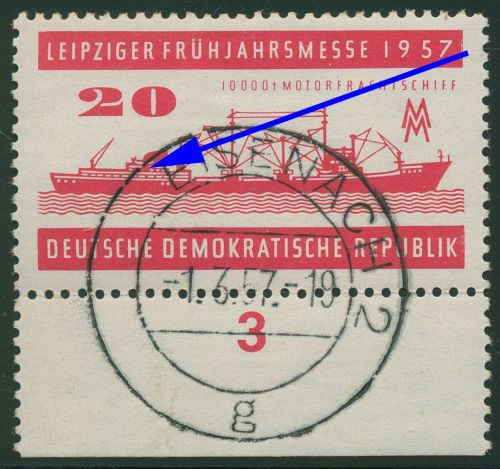 DDR 1957 Leipziger Messe mit Plattenfehler 559 I gestempelt