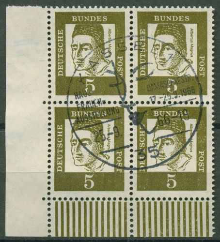 Bund 1961 Bedeutende Deutsche 347 ya W UR II 4er-Block Ecke 3 gestempelt