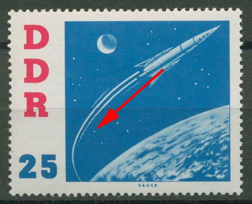 DDR 1961 Raumschiff WOSTOK 2 mit Plattenfehler 867 I postfrisch