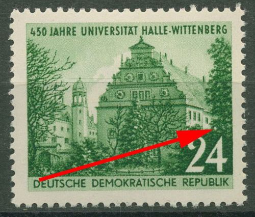 DDR 1952 Universität Halle-Wittenberg Plattenfehler 318 F 30 mit Falz