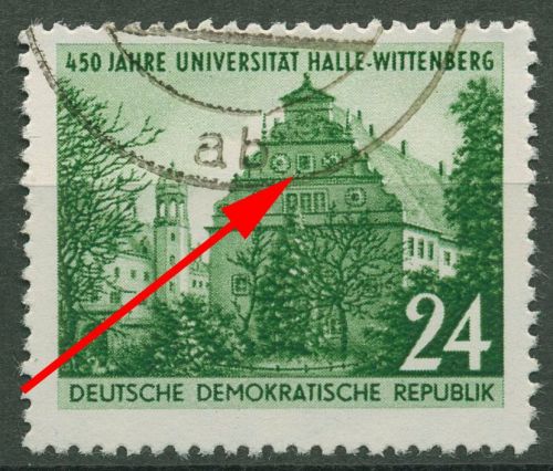 DDR 1952 Universität Halle-Wittenberg Plattenfehler 318 F 36 gestempelt