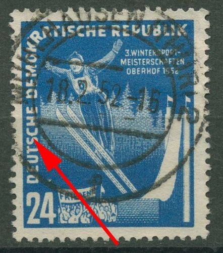 DDR 1952 Wintersportmeisterschaften mit Plattenfehler 299 F 16 gestempelt