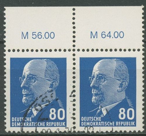DDR 1967 Walter Ulbricht 1331 ax II OR 3 waag. Paar gestempelt
