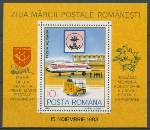 Rumänien 1983 Tag der Briefmarke Flughafen Block 195 postfrisch (C63337)