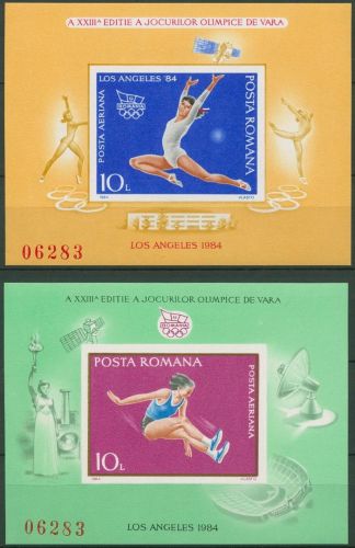 Rumänien 1984 Olympische Sommerspiele Los Angeles Block 207/08 postfr. (C93059)