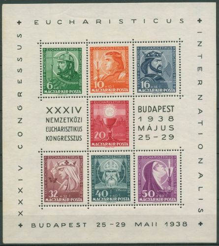 Ungarn 1938 Int. Eucharistischer Kongreß Block 3 postfrisch (C63360), bügig