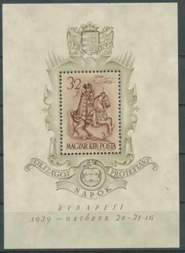 Ungarn 1939 Reiterbild des Fürsten von Siebenbürgen Block 5 postfrisch (C92358)
