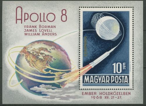 Ungarn 1969 Mondumkreisung Apollo 8 Block 68 A postfrisch (C92441)