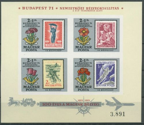 Ungarn 1971 Briefmarken-Ausstellung '71 Block 83 B postfr. geschnitten (C92463)