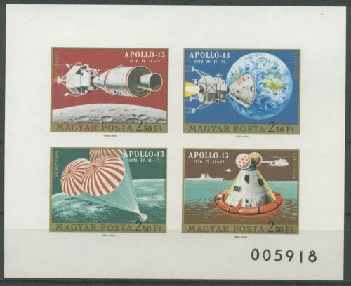 Ungarn 1970 APOLLO 13 Kleinbogen 2594/97 B K postfrisch geschnitten (C92800)