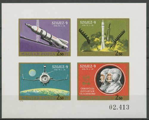 Ungarn 1970 SOJUS 9 Kleinbogen 2611/14 B K postfrisch geschnitten (C18794)