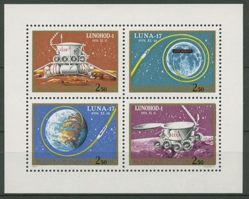 Ungarn 1971 LUNA 17 Kleinbogen 2654/57 A K postfrisch (C92807)